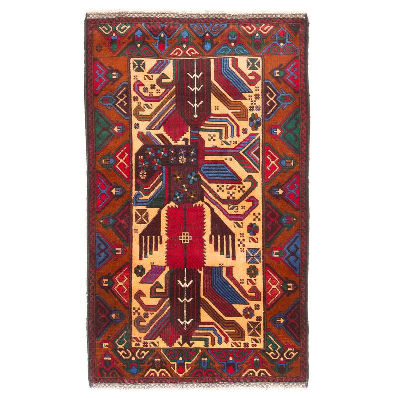 ECARPETGALLERY Hand-knotted Teimani Light Orange Wool Rug - 2'11 x 5'0