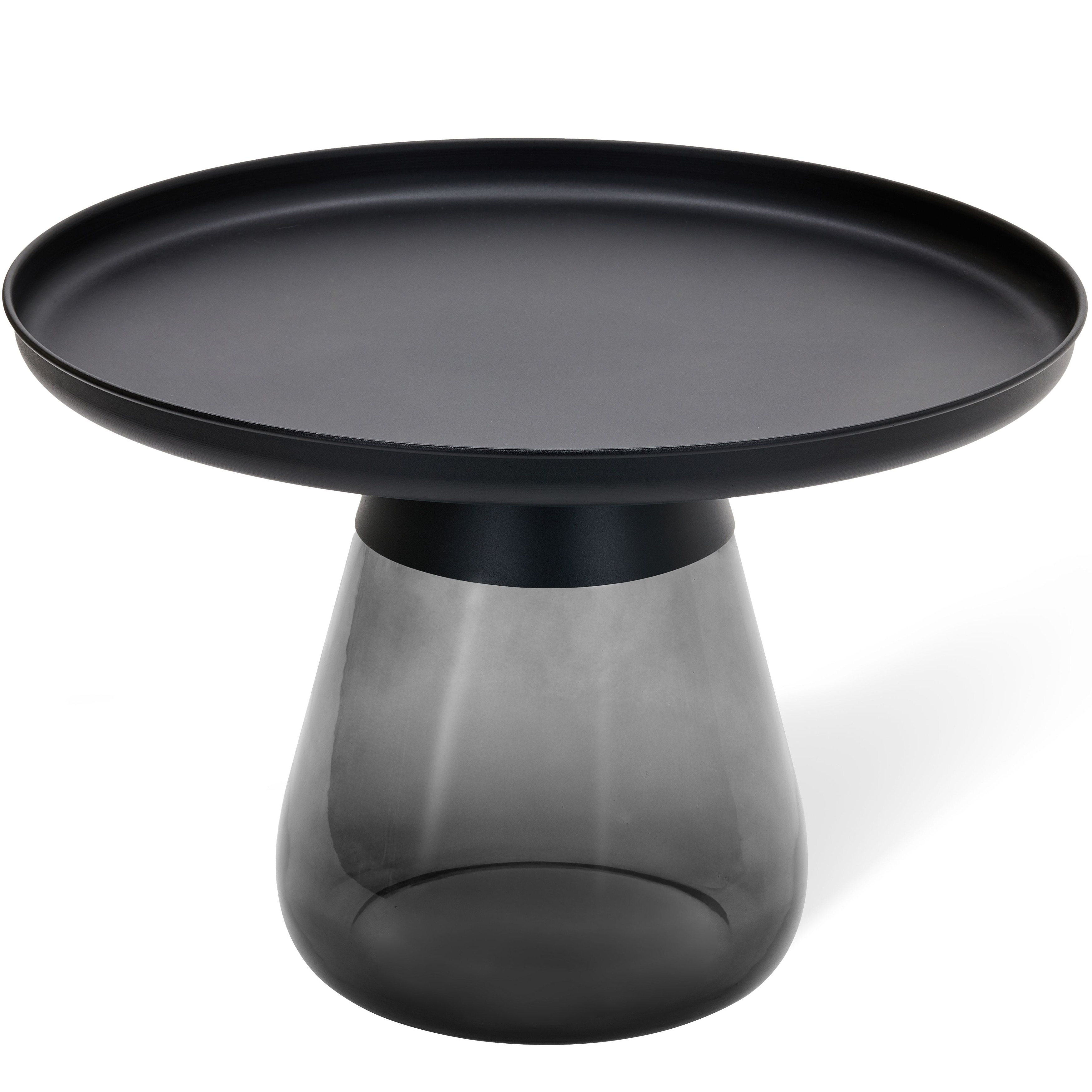 24" Matte Black Tray Top Aeryn Nesting Tabl With Smoky Gray Glass Base - 24x17