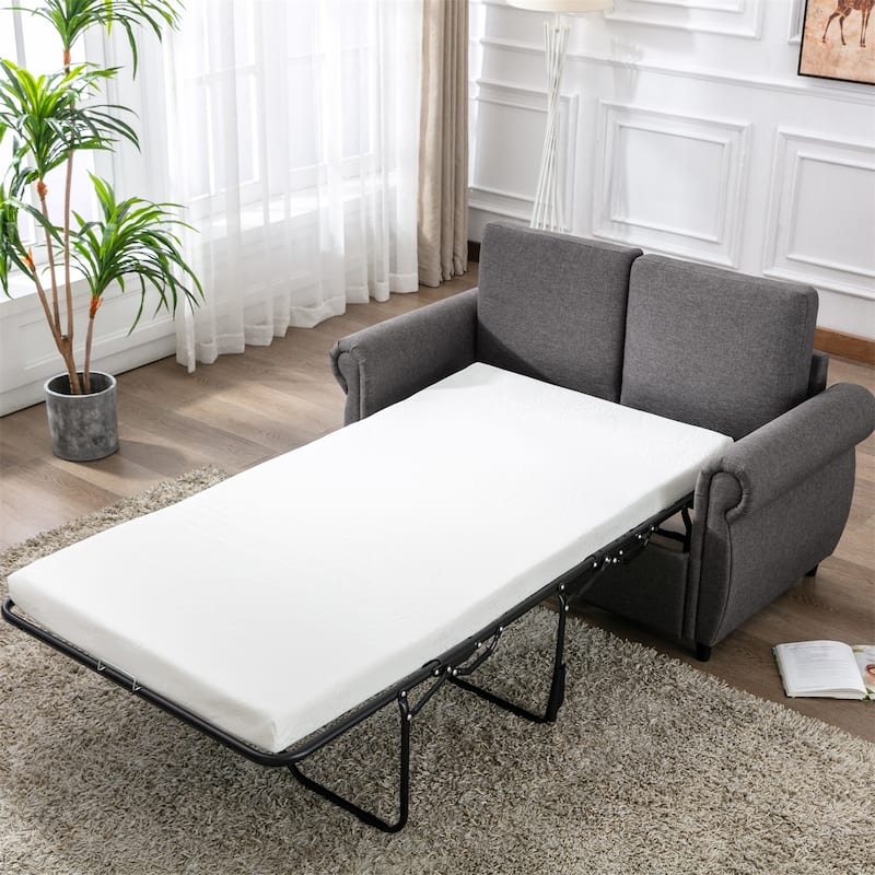 Merax Pull Out Sofa Bed Loveseat Sleeper with Twin Size Memory Mattress