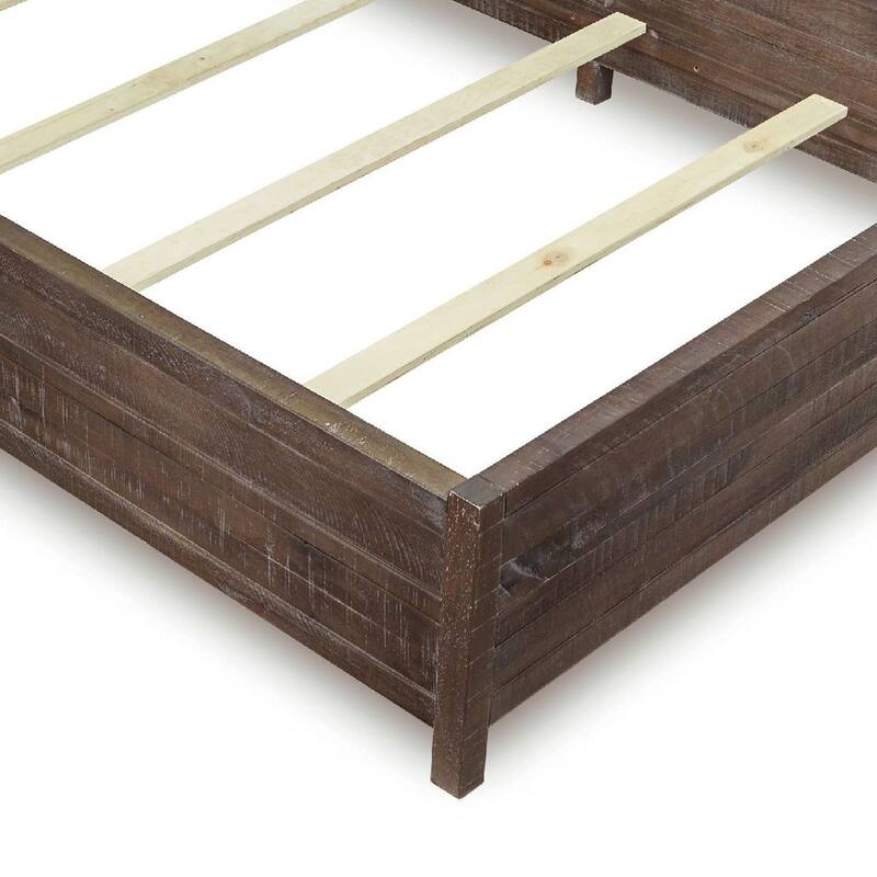 Cas Sengon Tekik Low Profile Panel King Bed, Rough Hewn, Brown
