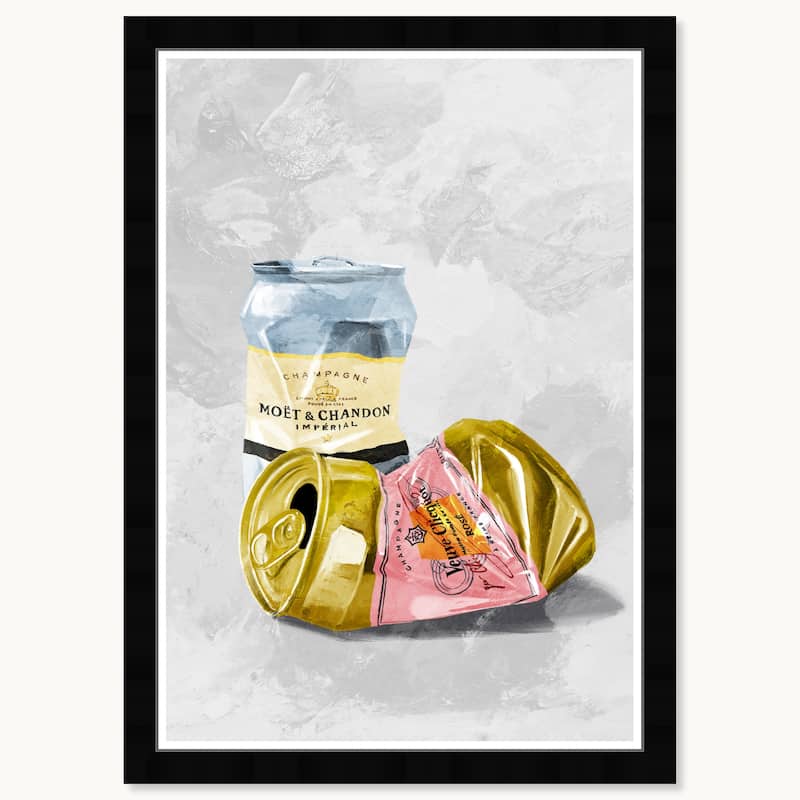 Wynwood Studio Glammor Drinks Framed Trendy Retro Kitchen And Living Room Art Prints - 15 x 21 - Black