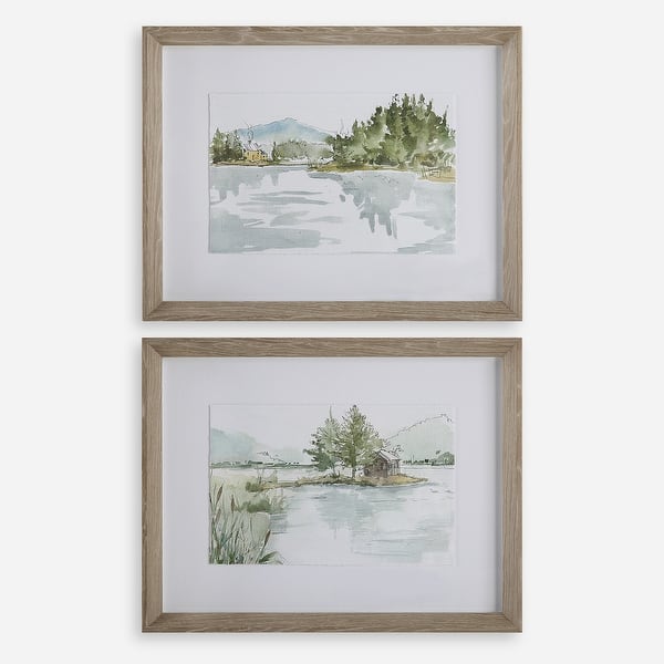 slide 2 of 7, Uttermost Serene Lake Framed Prints, Set Of 2