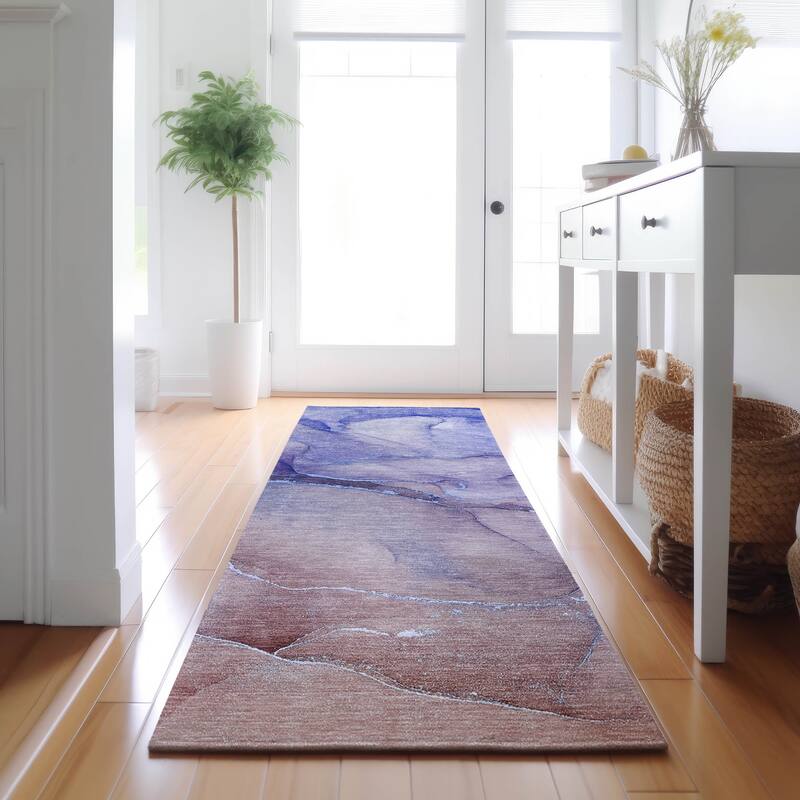 Premium Washable Super Soft Contemporary Abstract Mayfield Rug - Navy - 2' 3" x 7' 6" - Runner