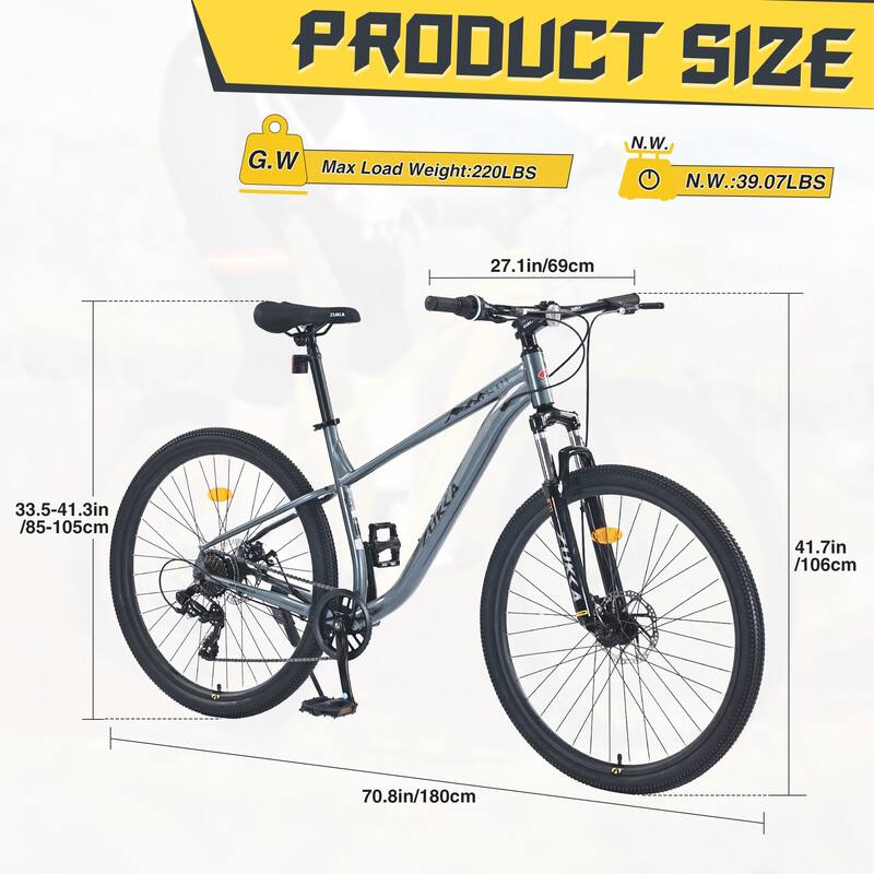 29 Inch Mountain Bike, 8-Speed Steel Frame with Front Suspension and Double Disc Brakes for Adults