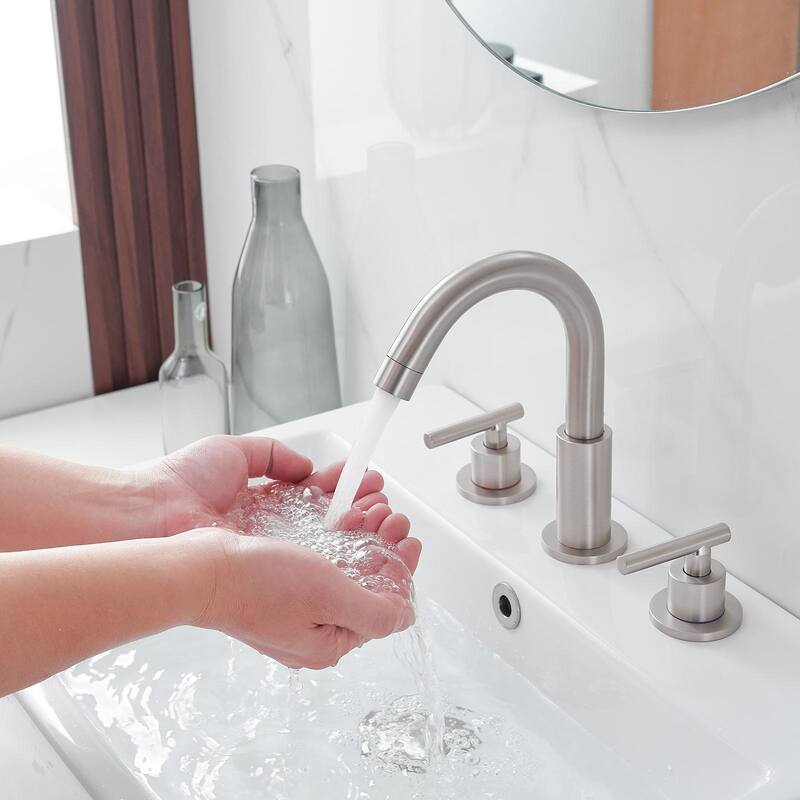 Widespread Double Handle Bathroom Faucet With Pop-up Drain