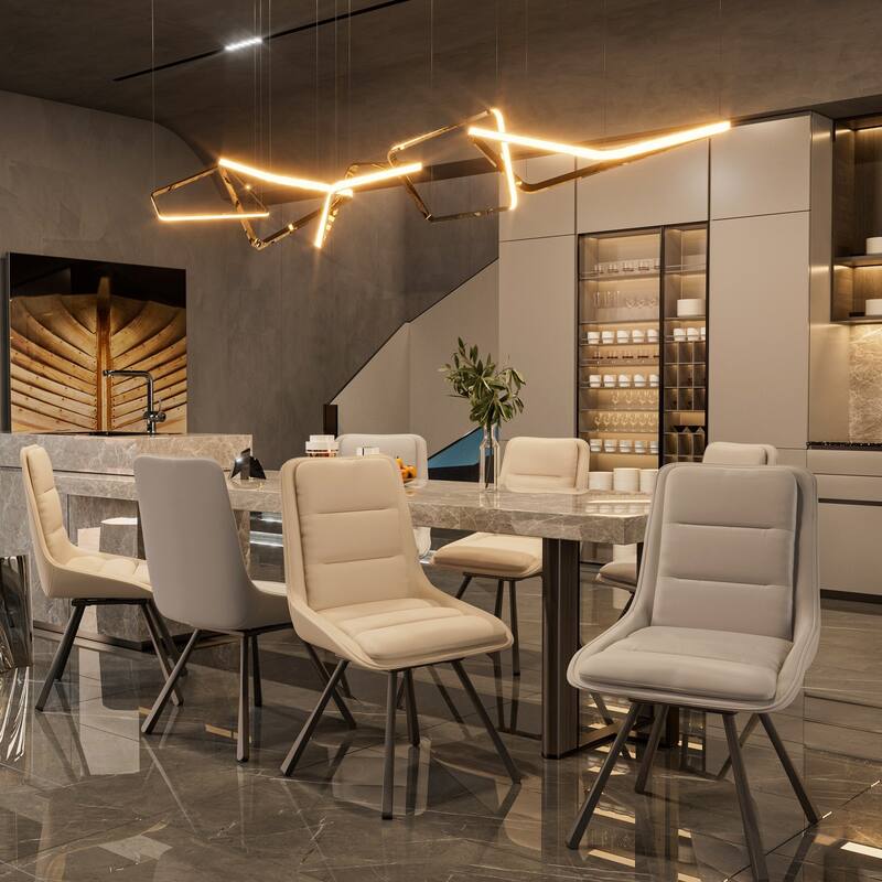 2 Pack Upholstered 360° Swivel Dining Chairs with Metal Legs