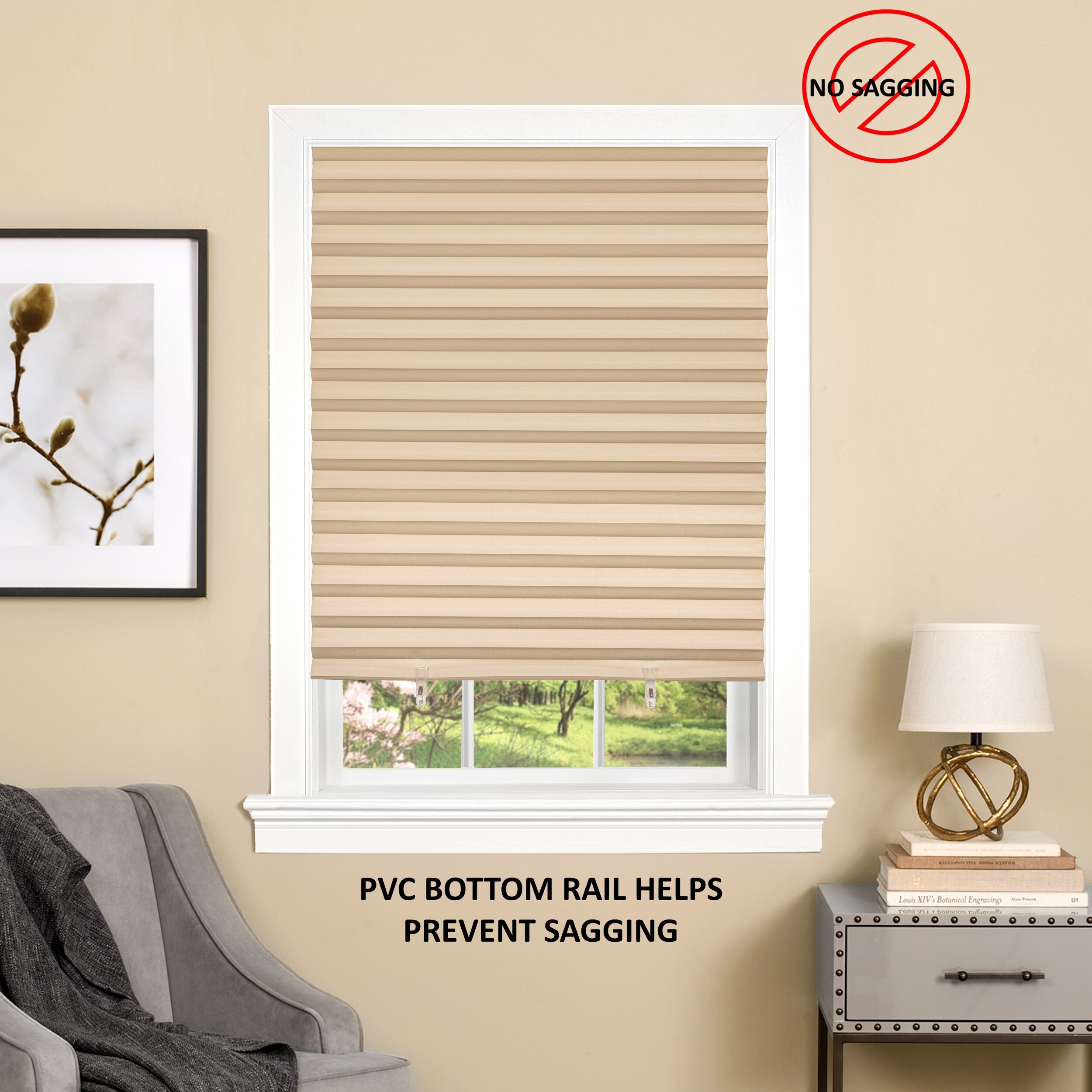 Window Vinyl Room Darkening Pleated Shade Self Adhesive Curtain Home Office 