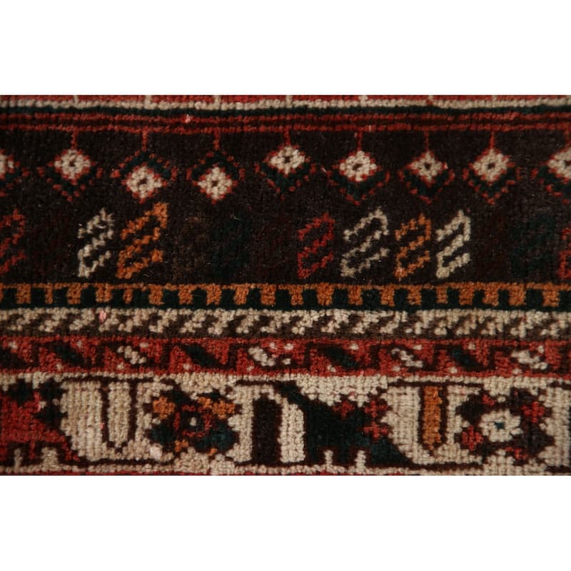 Vegetable Dye Handmade Shiraz Persian Vintage Rug Orange Wool Carpet - 6'2"x 9'4"