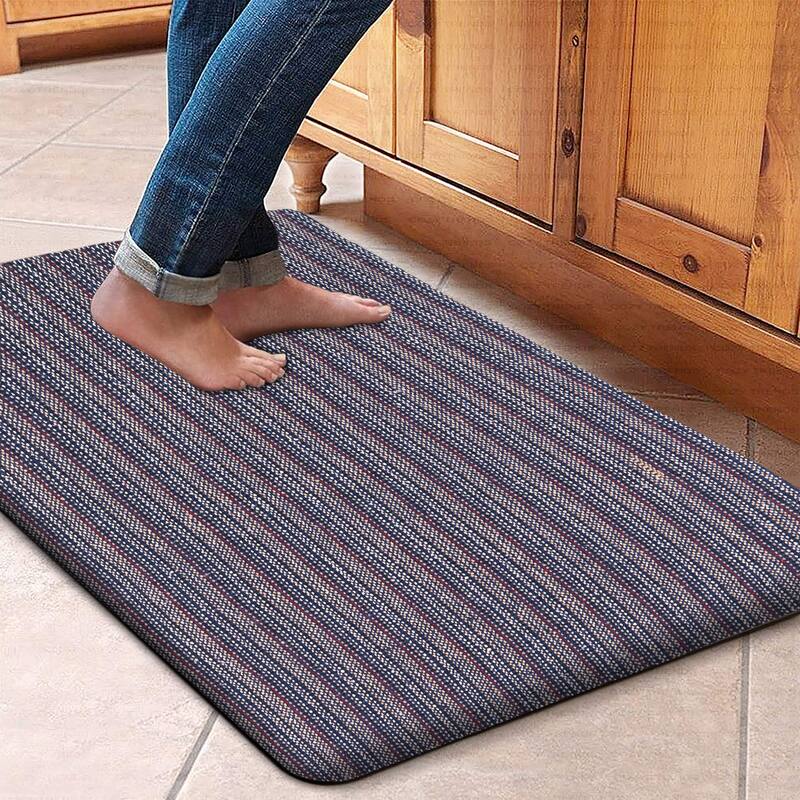 Woven Cotton Anti Fatigue Cushioned Kitchen | Doormat | Bathroom 18" x 30" Mats With Foam Backing Anti Slip - 18''x30'' - Multi