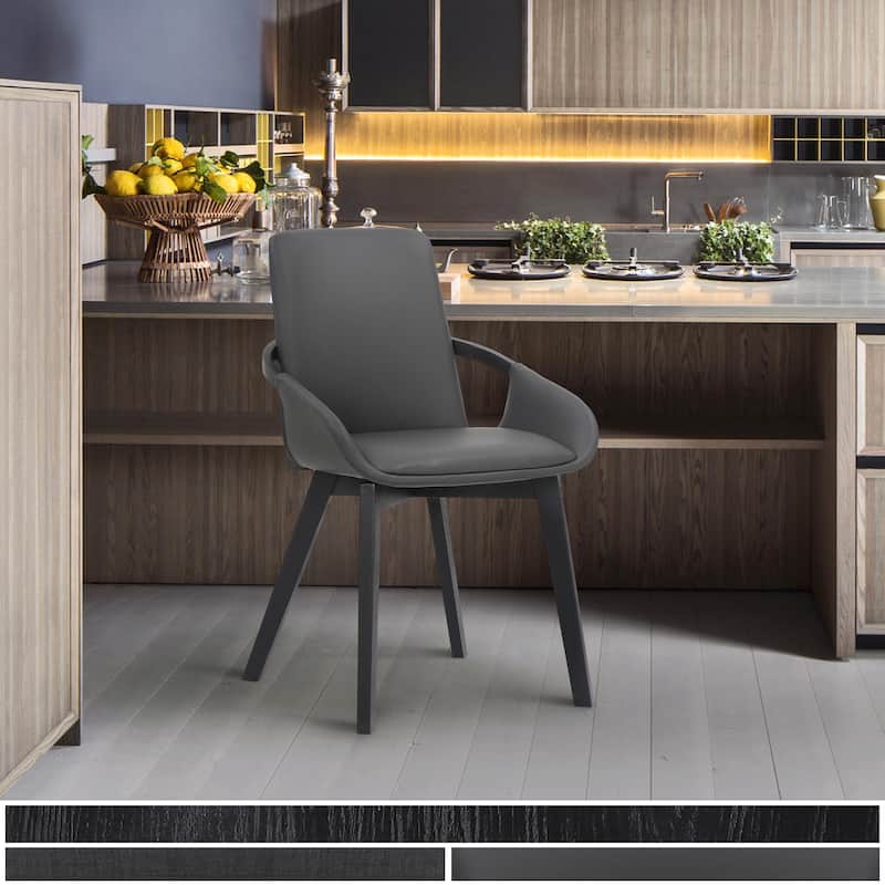 Greisen Modern Upholstered Wood Dining Room Chair - Grey Faux Leather