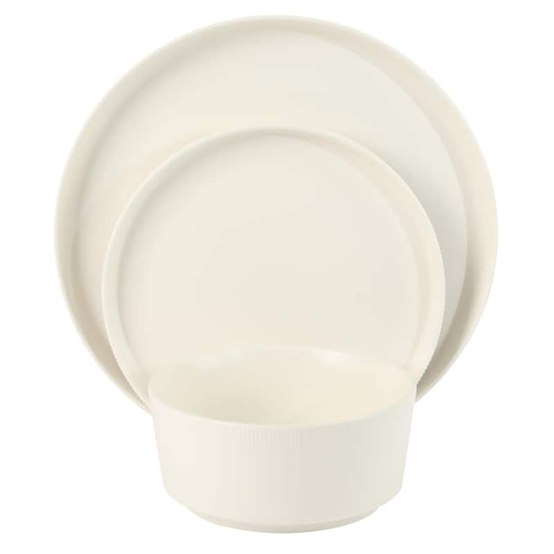 Gibson Home Dempsey Road 12-Piece Durable Modern Embossed Stoneware Dinnerware Set - Service for 4