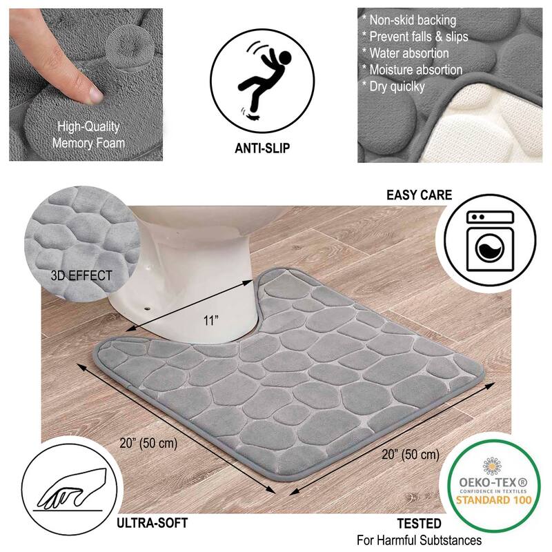 Contour Bath Rug Memory Foam Mat 3D Pebble 20L x 20W