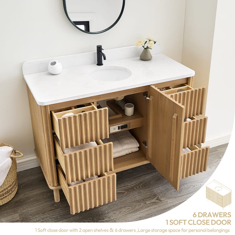 Seoul Bath Vanity with White Grain Composite Stone Top without Mirror