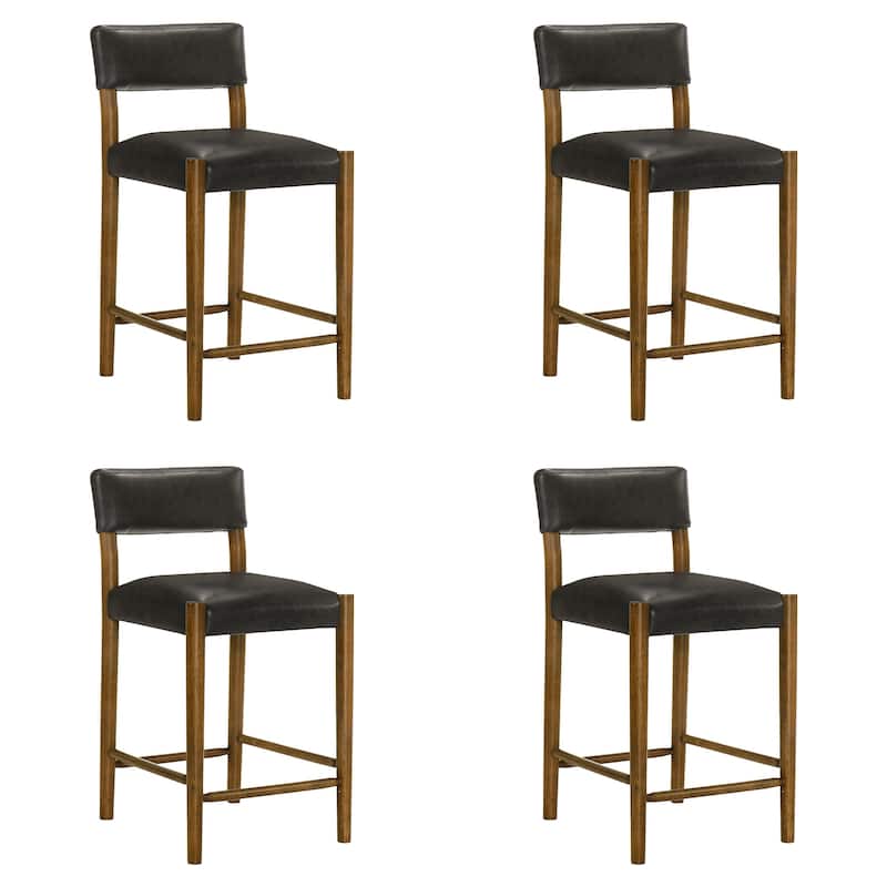 Bennet Faux Leather Upholstered Counter Stool with Solid Wood Legs Set of 2/4/6 - Set of 4