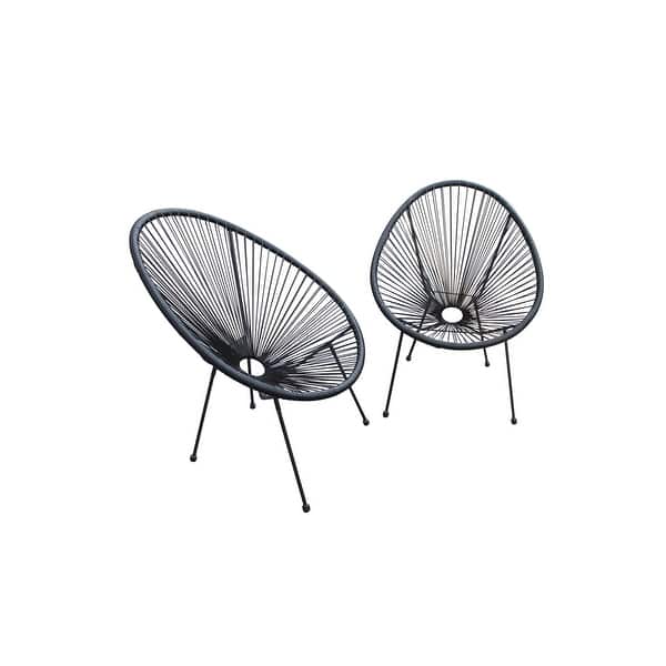Set of Two Black Mod Indoor Outdoor String Chairs - 6' x 7' - Bed Bath ...