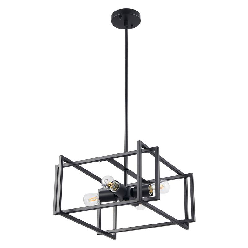 CO-Z Square Semi Flush Mount Light Fixture with Geometric Frame