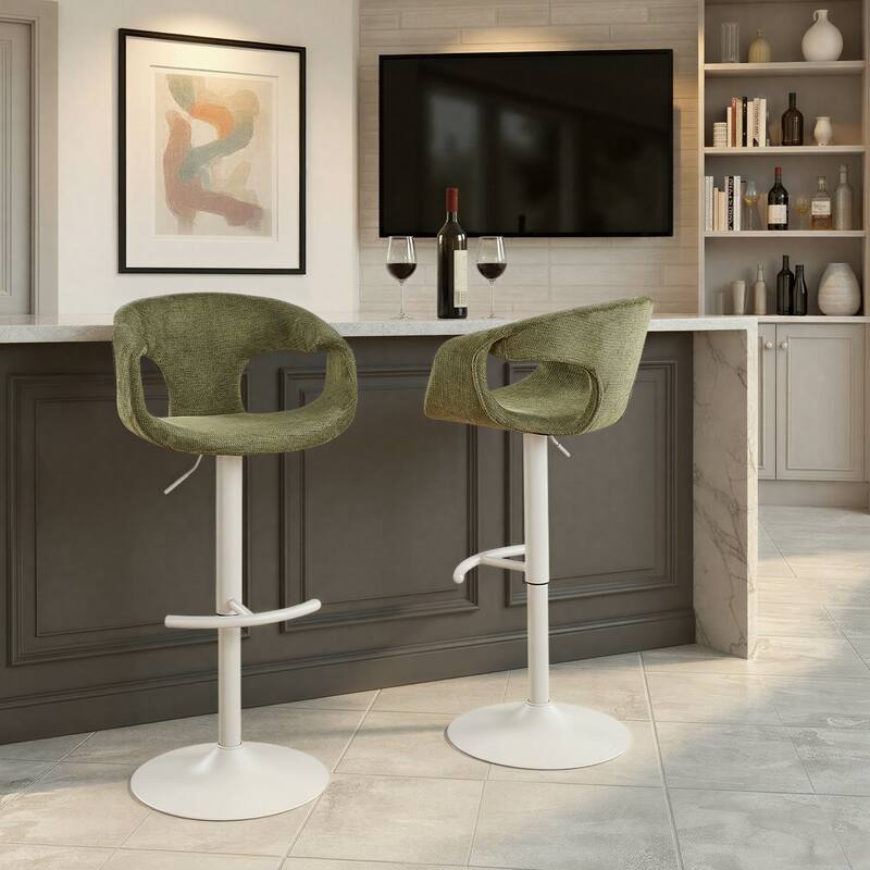 Porch & Den Saurya Adjustable Bar Stool with Rounded T Footrest (Set of 2)