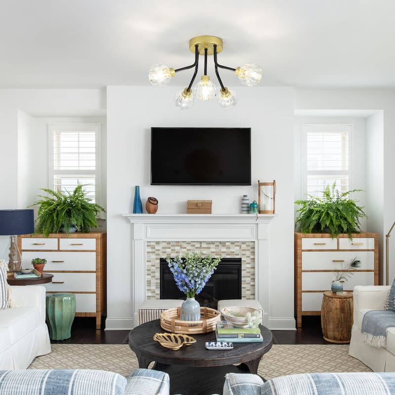 5-Light Semi Flush Mount Chandelier for Hallway Entryway Dining Room