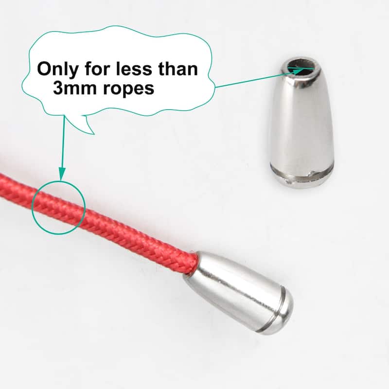 6pcs Plastic Bell End Stopper with Lid Cord Rope Lace Lock Lanyard Rope Fastener - Silver Tone