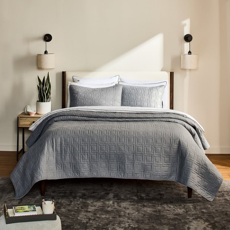 Lacoste Cotton Logo 3-Piece Quilt Set