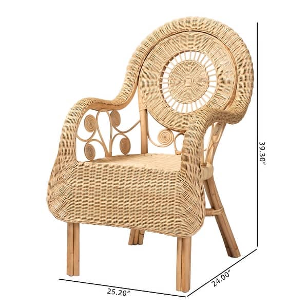 Putri Modern Bohemian Natural Rattan Arm Chair - Bed Bath & Beyond ...