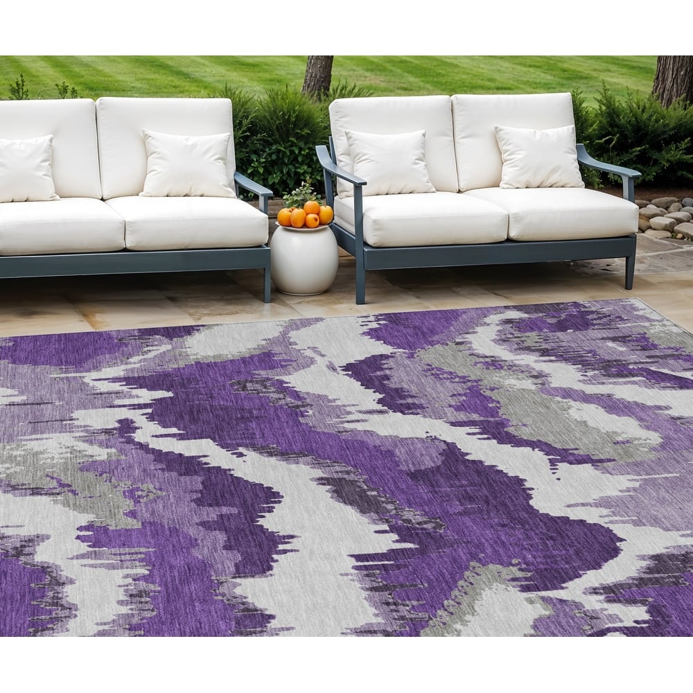 HomeRoots Abstract Transitional Rectangle Outdoor Rug