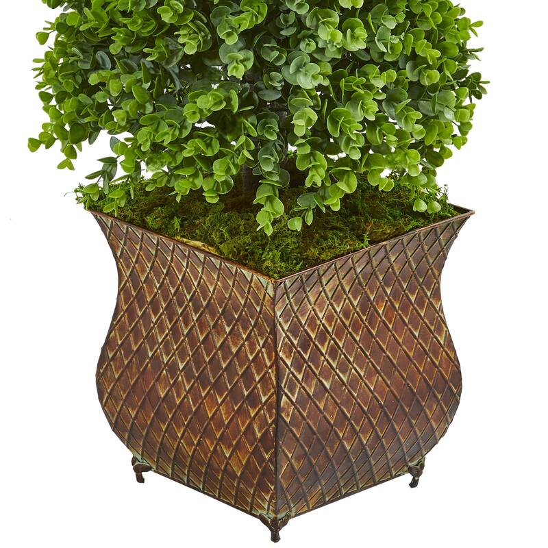Eucalyptus Topiary Tree Indoor Outdoor 41In. Artificial Cone Tree in Planter - Green - 41-50 Inches