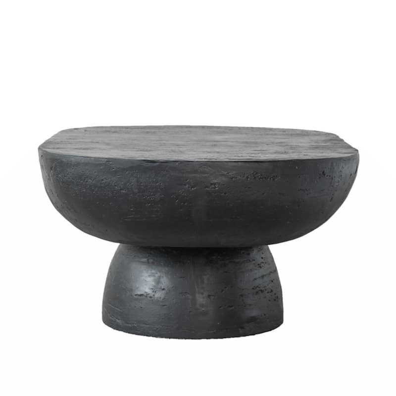 36x24x15" Cement Oval Coffee Table with rounded pedestal base