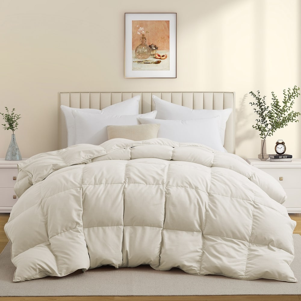 All Season Medium to Extra Warmth White Feather Down Comforter Duvet Insert