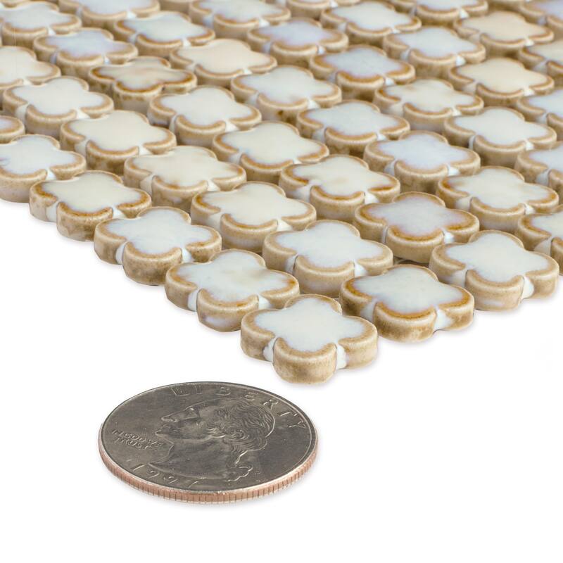 Merola Tile Fioretti Glossy Beige 12" x 12" Porcelain Floor and Wall Tile