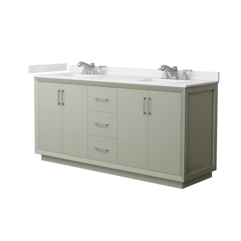 Wyndham Collection WCF4141-72D-VCA-US3MXX Strada 72" Free Standing - Light Green / White Cultured Marble Top / Brushed