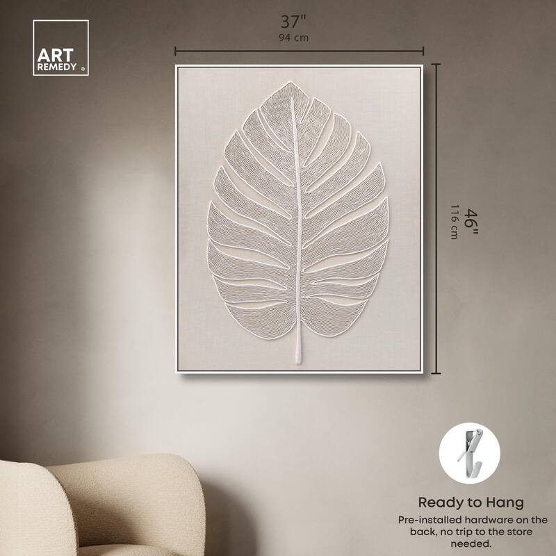 Linen Leaf I Canvas by Art Remedy