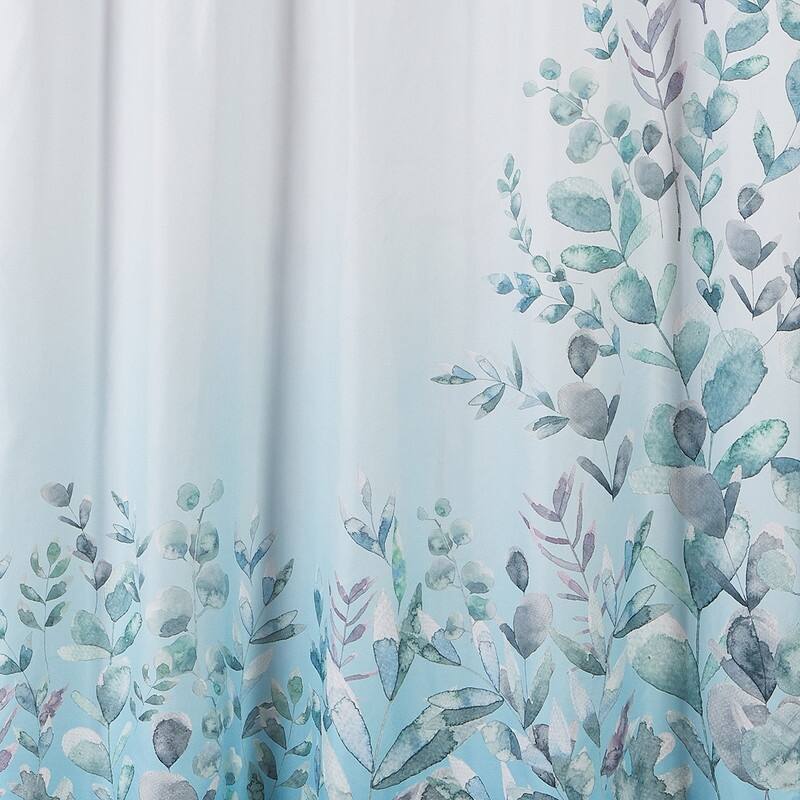 Style Quarters Peculiar Eucalyptus Ink Leaves White-blue gradient Shower Curtain colorful lavender