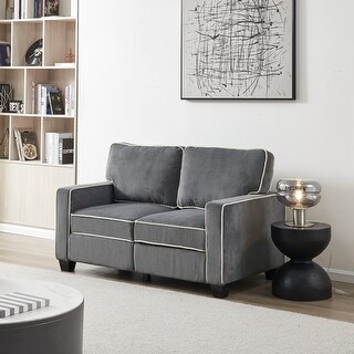Living Room Sofa Loveseat with Storage Dark Grey Corduroy - Bed Bath ...