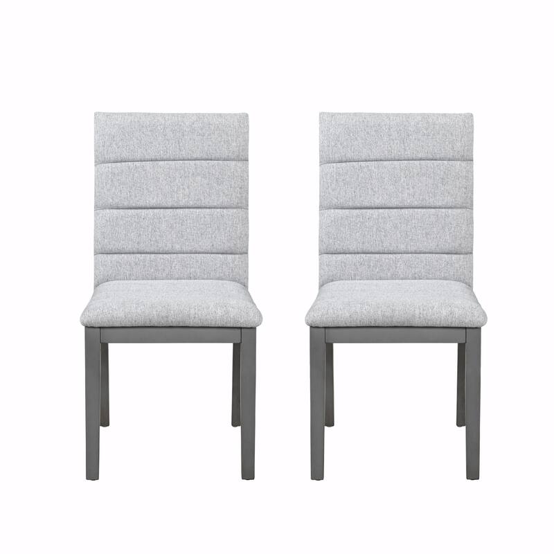 Comfy Tufted Chairs Set of 2 - Walnut Finish & High-Density Foam