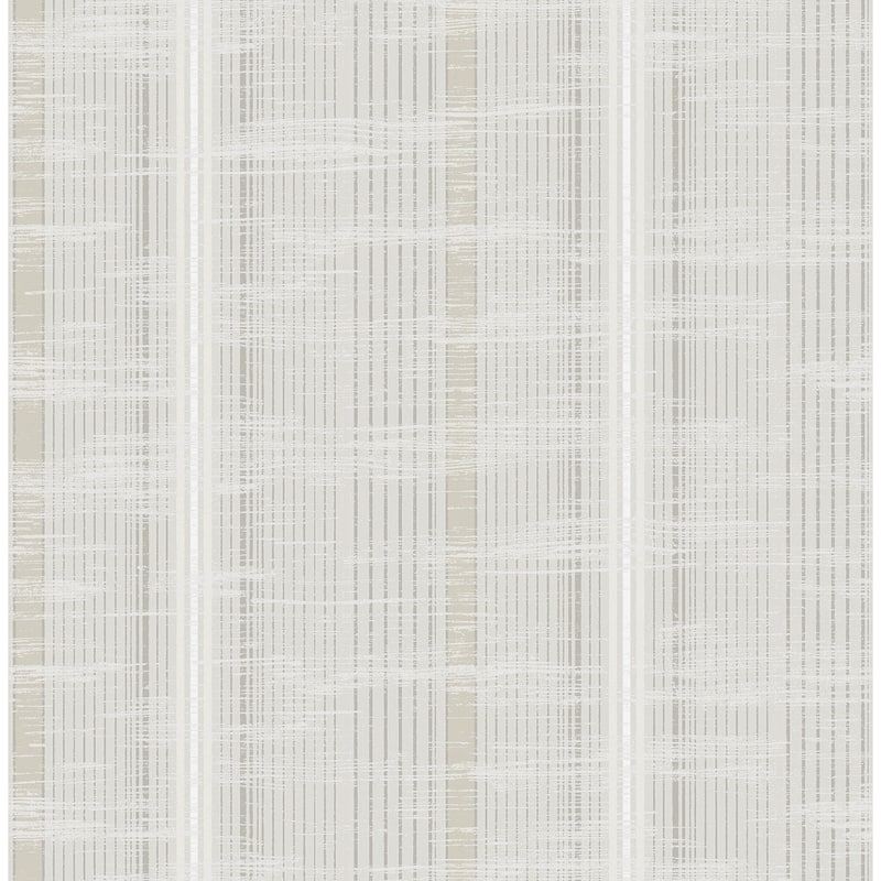 Seabrook Designs Longthorpe Stripe Unpasted Wallpaper - 20.5 in. W x 33 ft. L - Metallic Alabaster & Smoke
