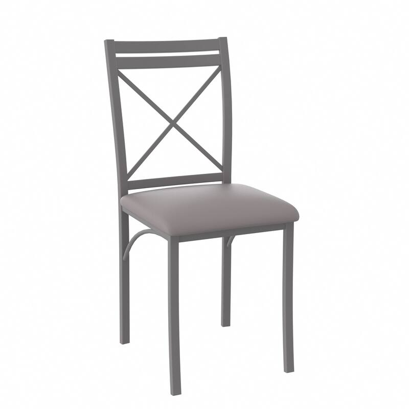 VECELO Metal Dining Chairs Set of 4 PU Leather Dining Chairs Set with X-Shaped Backrest for Kitchen & Dining Room Chairs