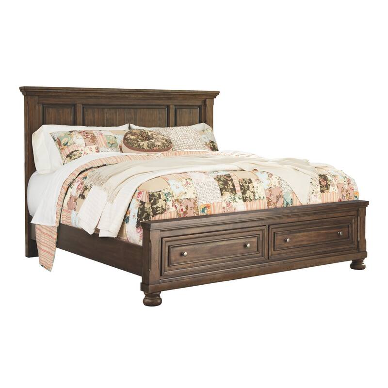 Flynnter Medium Brown Panel Storage Bed
