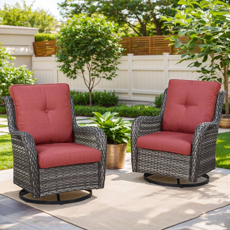Pocassy Swivel Chairs with Cushion Glider Chair - Grey - Red