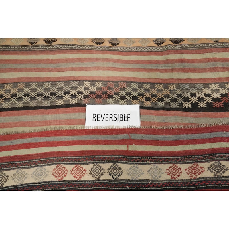 Hand Woven Oriental 100% Wool Carpet Southwestern Tribal Multi-Colored Kilim Area Rug - 9' 9'' X 5' 0''