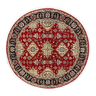 Shahbanu Rugs Maroon Red, Karajeh Design with Geometric Medallions ...