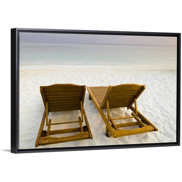 Shop Empty Beach Chairs Maldives Black Float Frame Canvas Art Overstock 25510075