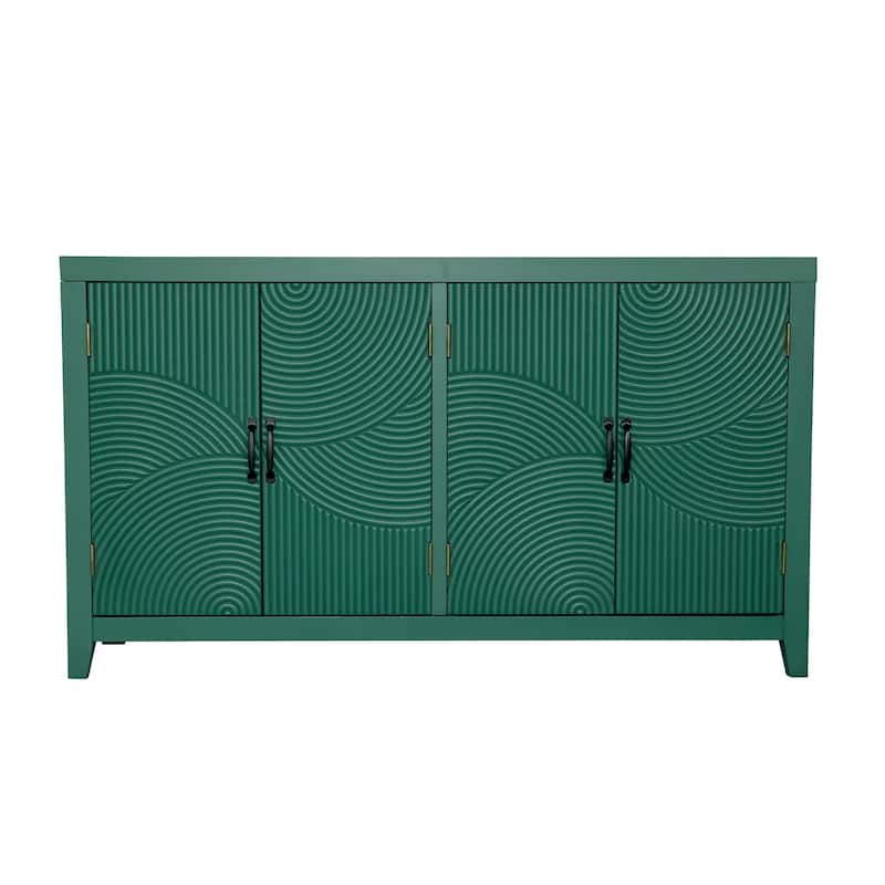 59"Green Accent Cabinet with 4 Doors, Mid Century Modern Pantry Cabinet, Wood Buffet Cabinet, Media Cabinet, Console Cabinet