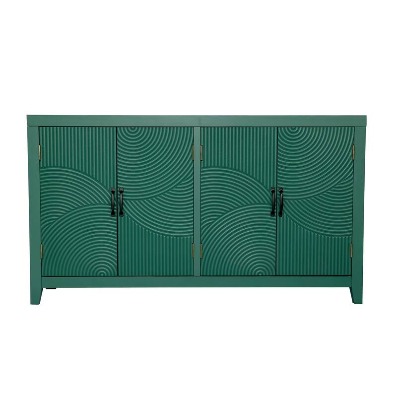 GDF Studio - Montclair 59" Green 4-Door Accent Sideboard with Carved Detailing