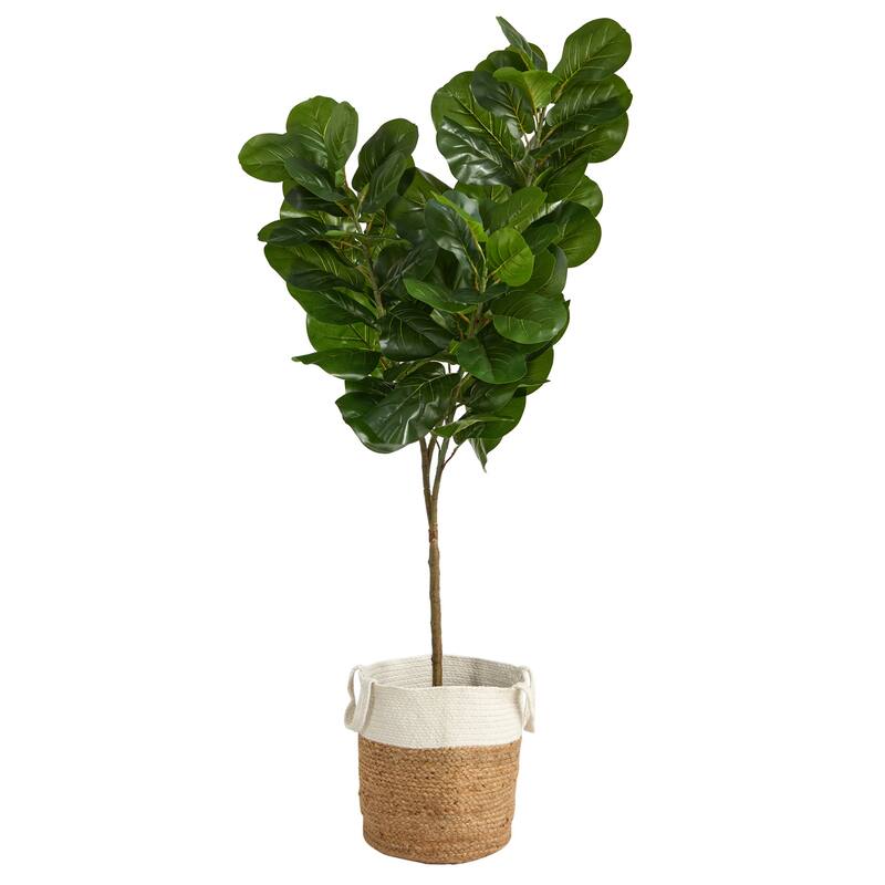 Artificial Fig Tree in Basket - 33 Inch Faux Tree - Indoor Plant Décor - Green - 72