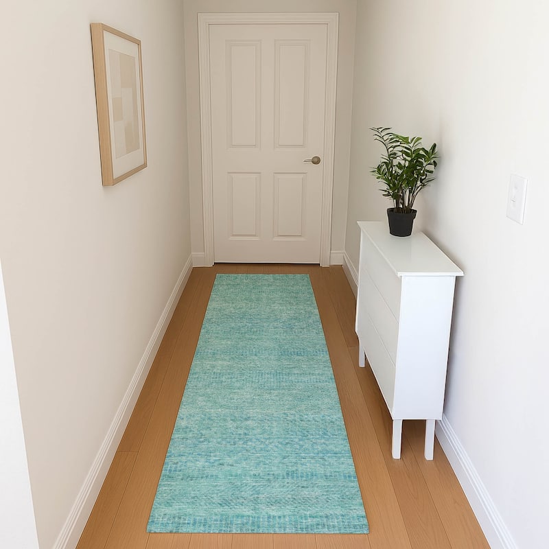 Premium Washable Super Soft Global Ombre Mayfield Rug - Aqua - 2'3" x 7'6"