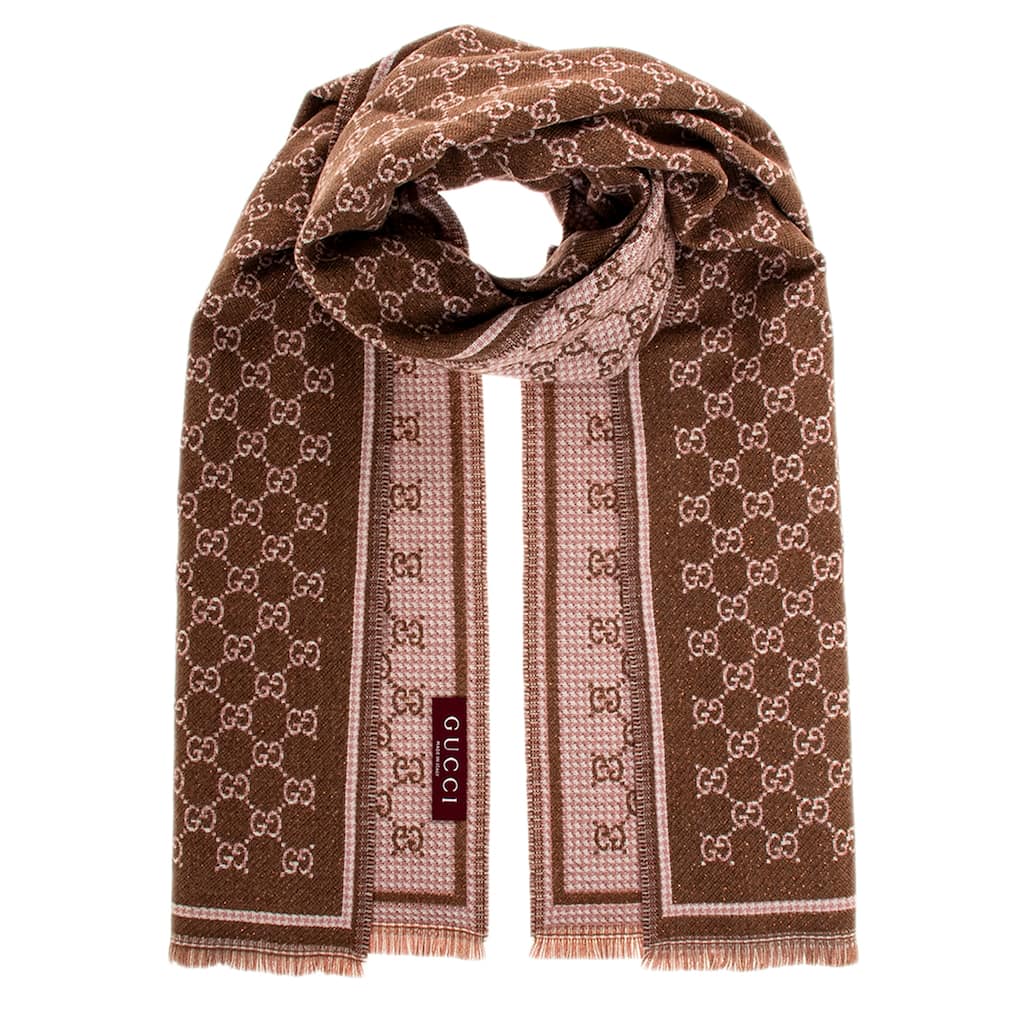Gucci GG Wool Scarf with Metallic Thread
