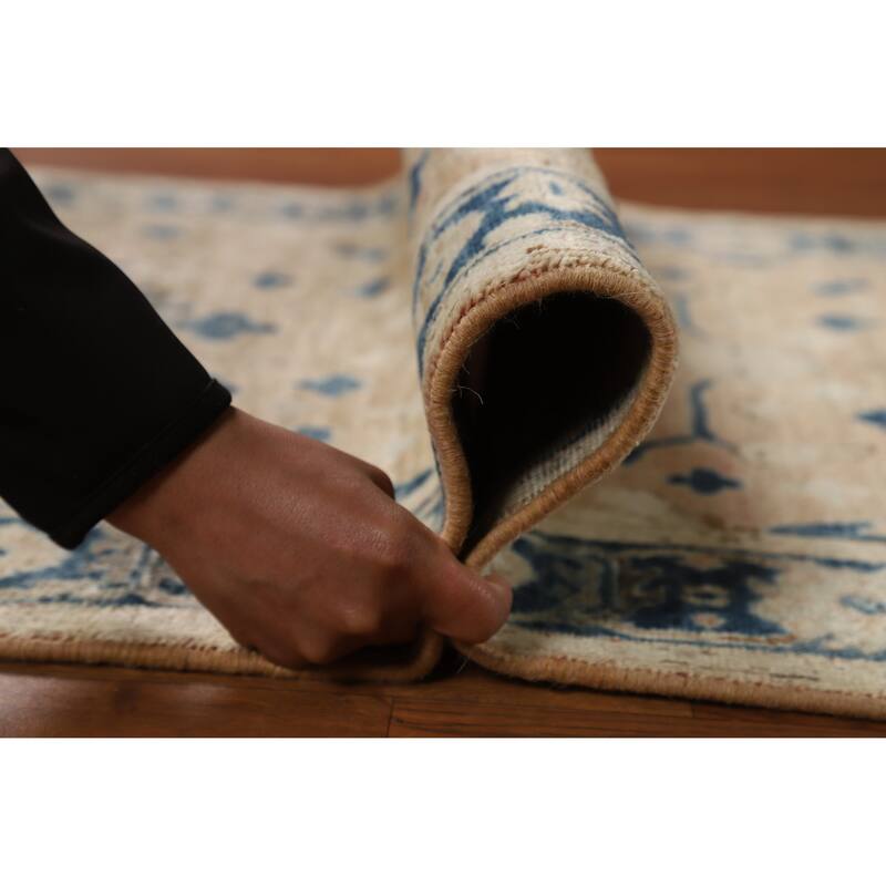 Hand Knotted Oriental 100% Wool Carpet Transitional All-Over Oranges & Rust Oushak Runner Rug - 8' 2'' X 2' 11''