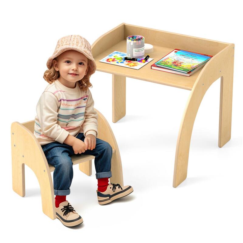 Kids Table and Chair Set for Children 3+ Years Old Multipurpose Drawing Writing Play Furniture - 23.5" x 23.5" x 19.5"