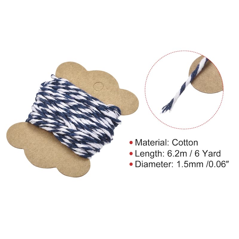 Thread Cord Macrame Cord Cotton Rope Braid String for Handmade Making - Blue,White - 2 Pack